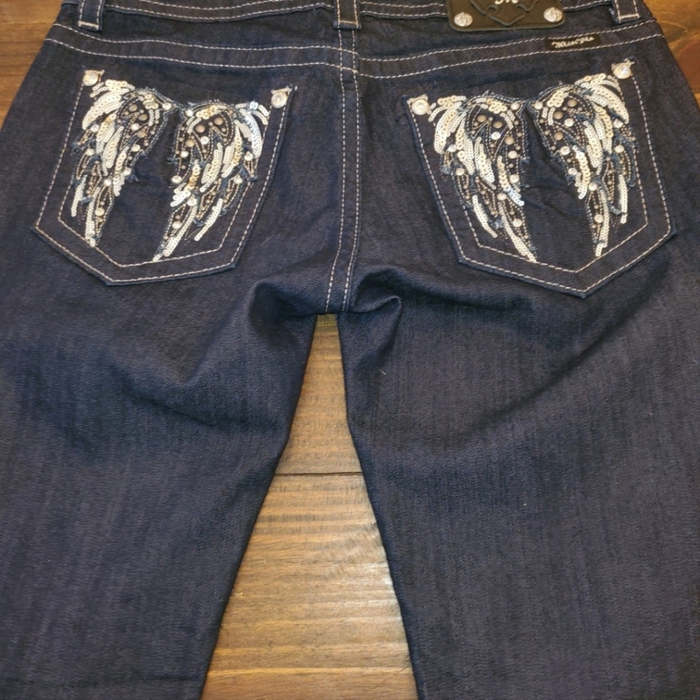 Miss me jeans. Angel wings. Sequin. Bling. Size 31